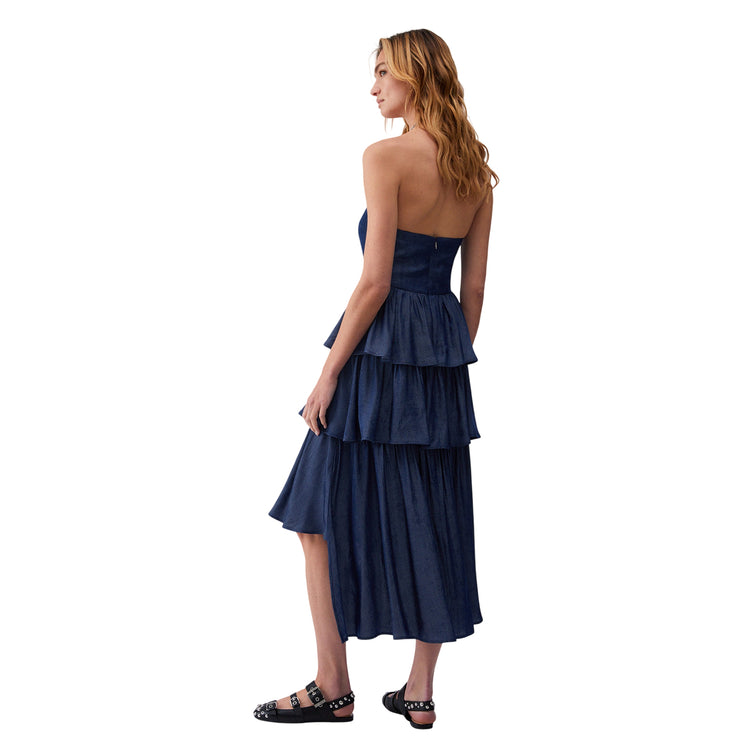Abito Donna asimmetrico con balze modella retro
