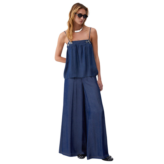 Mini abito in denim con ricami gioiello
