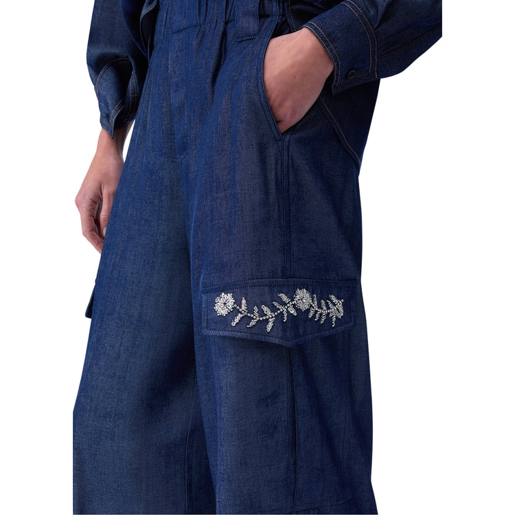 Jeans cargo Donna con castoni gioiello