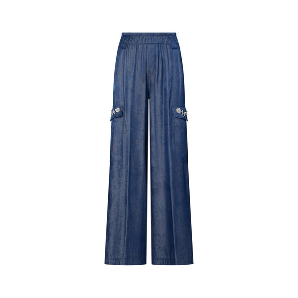 Jeans cargo Donna con castoni gioiello