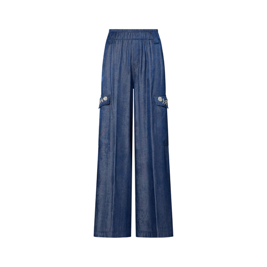 Jeans cargo Donna con castoni gioiello