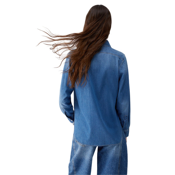 Camicia basic in denim da donna