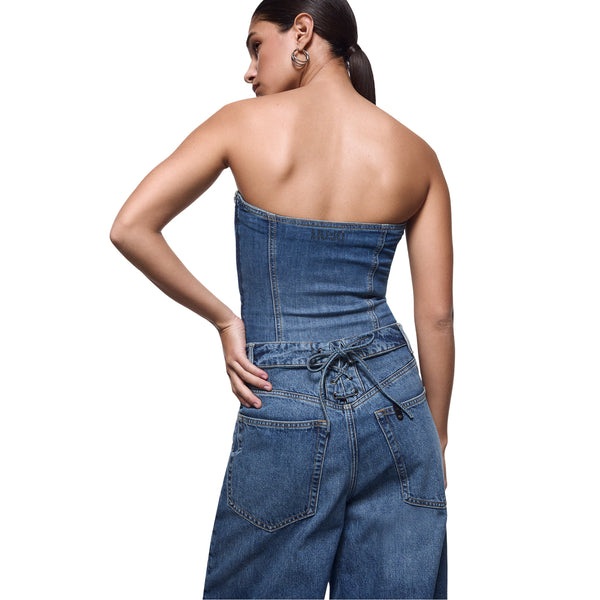 Top bustier Donna in denim modella retro