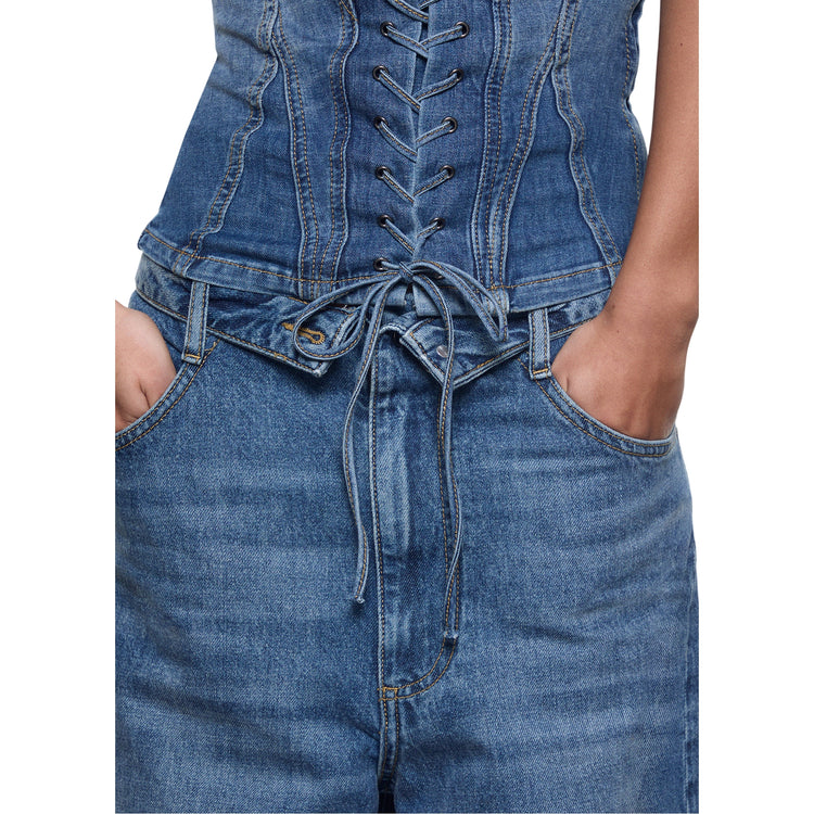 Top bustier Donna in denim dettaglio