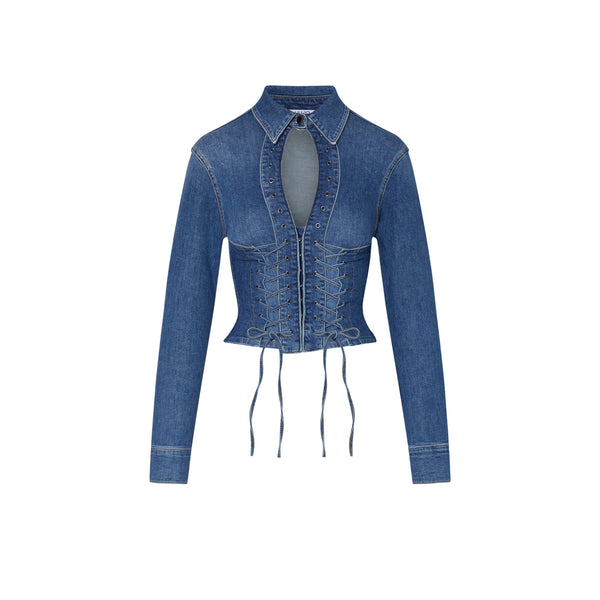 Camicia Donna in denim con stringhe