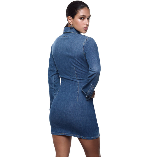 Abito corto Donna in denim con stringhe modella retro