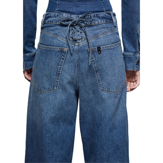 Jeans baggy Donna con cinta rovesciata dettaglio retro