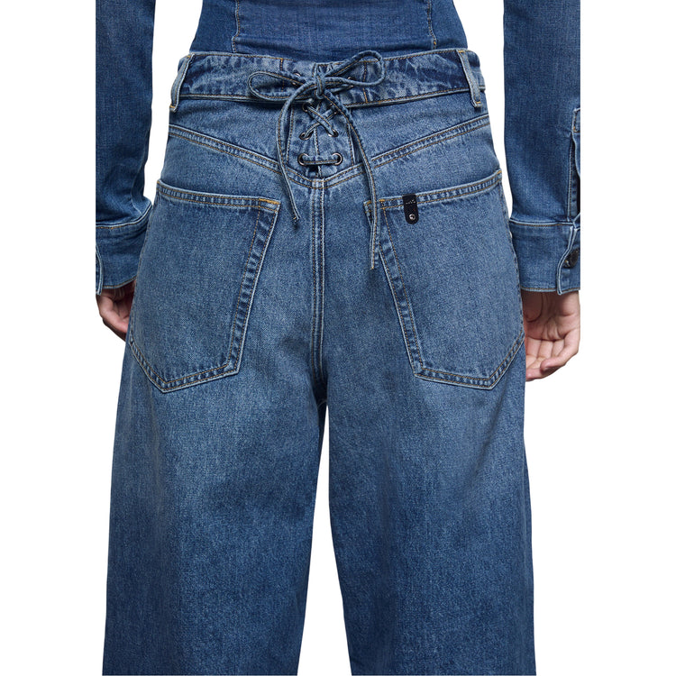 Jeans baggy Donna con cinta rovesciata dettaglio retro