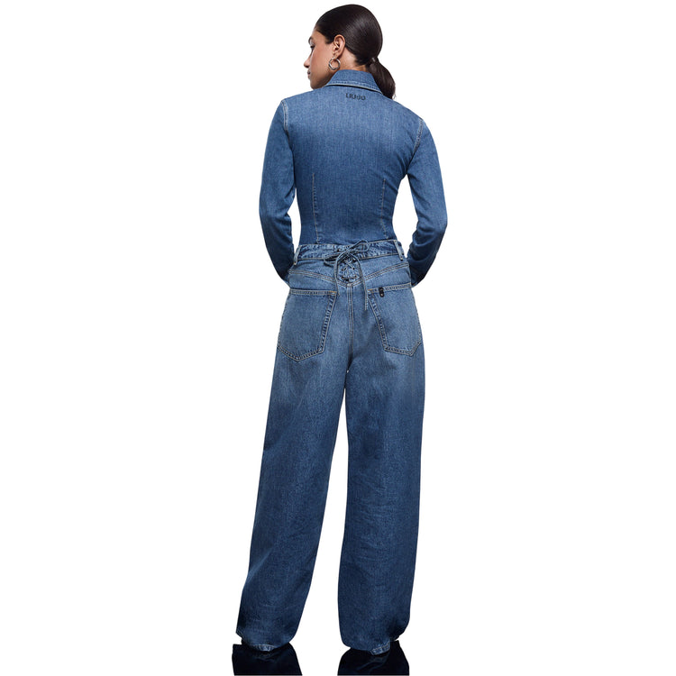 Jeans baggy Donna con cinta rovesciata modella retro