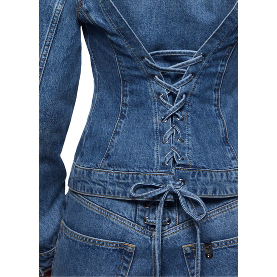 Giacca Donna in denim con stringhe sul retro dettaglio sul retro
