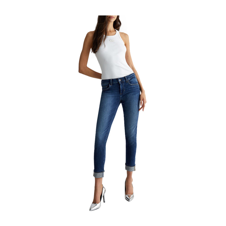 Jeans Donna con risvolto al fondo