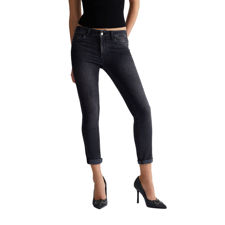 Jeans skinny Donna con strass frontale