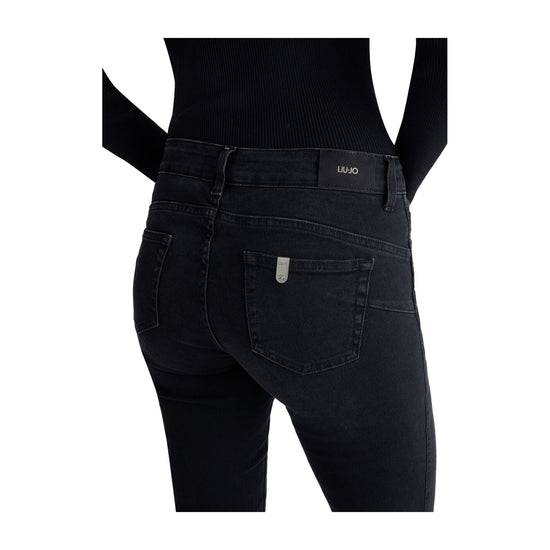 Jeans Donna Straight bottom up Nero dettaglio retro