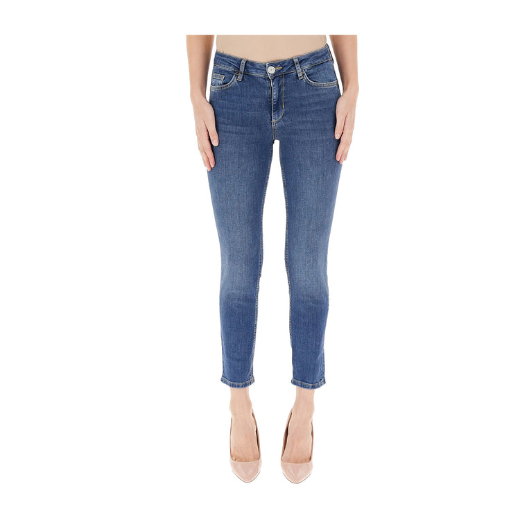 Jeans Skinny Donna con bottone gioiello frontale