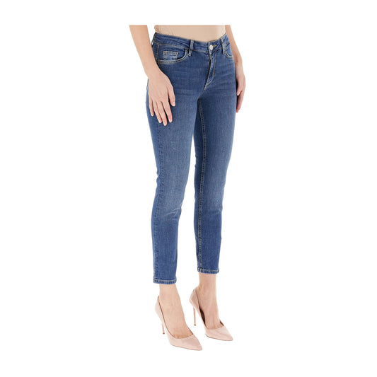 Jeans Skinny Donna con bottone gioiello laterale