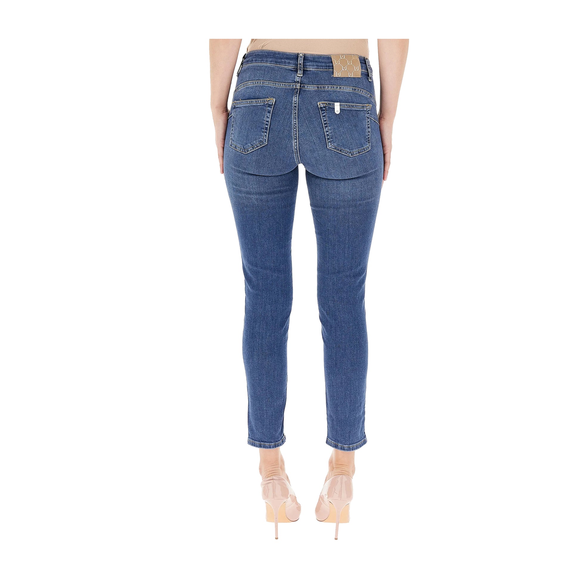 Jeans Skinny Donna con bottone gioiello retro