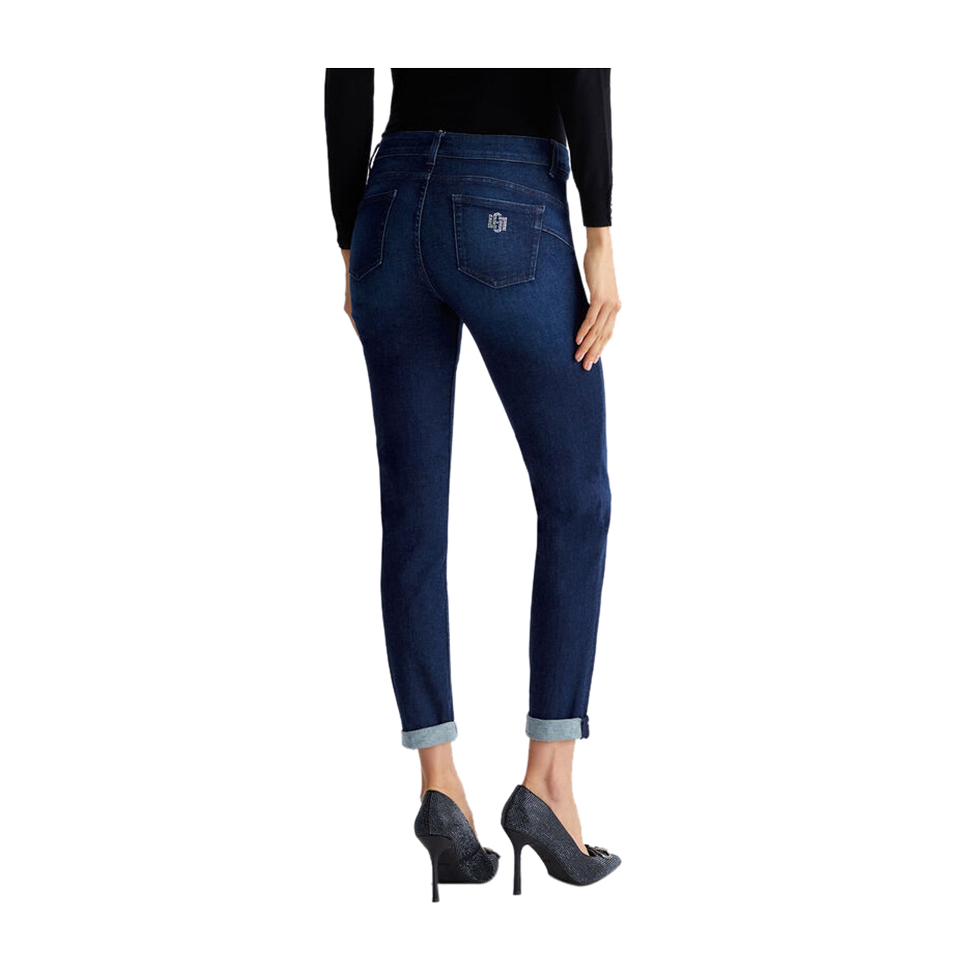 Jeans Donna con bottoni gioiello retro