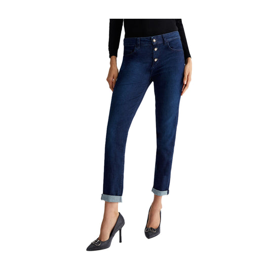 Jeans Donna con bottoni gioiello frontale 