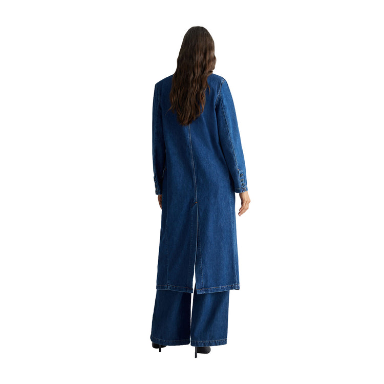 Cappotto lungo Donna in Denim modella retro