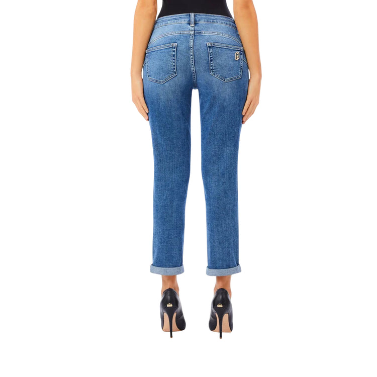 Jeans donna skinny con risvolto modella rertro