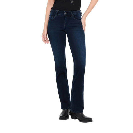 Jeans Donna bootcut bottom up Blu scuro modella frontale