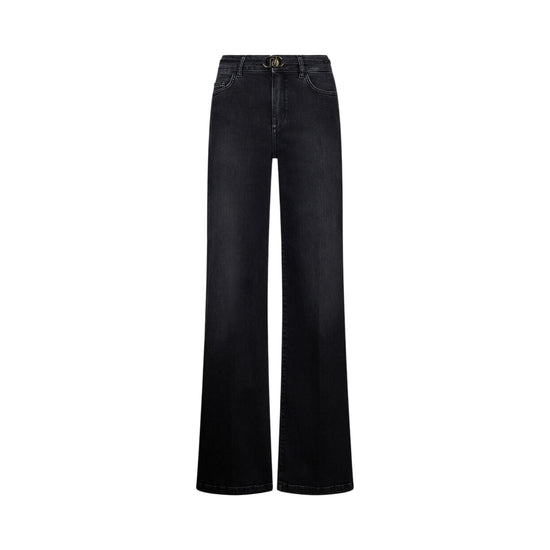 Jeans Donnaa con cintura sur ton Nero
