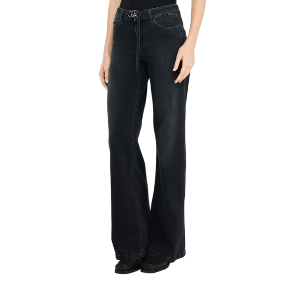 Jeans Donnaa con cintura sur ton Nero modella frontale