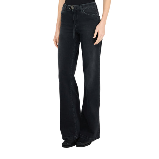 Jeans Donnaa con cintura sur ton Nero modella frontale