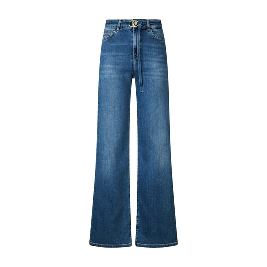 Jeans Donna flare cropped con cintura
