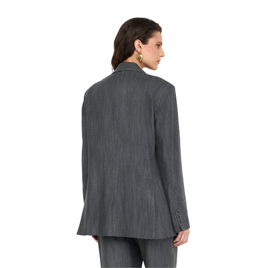 Blazer Donna in denim grigio modella retro