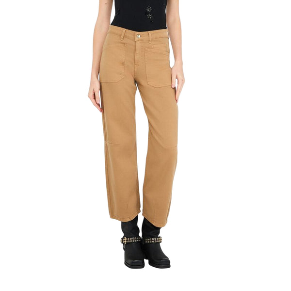 Pantaloni Donna cropped carrot fit Beige modella frontale