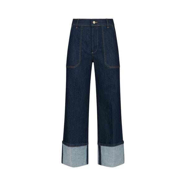 Jeans Donna straight cropped con risvolto