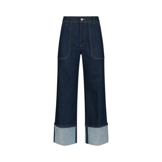 Jeans Donna straight cropped con risvolto