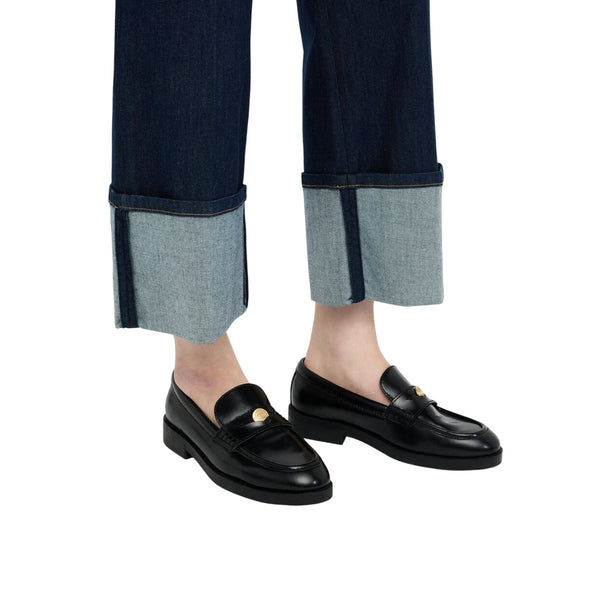 Jeans Donna straight cropped con risvolto dettaglio fondo