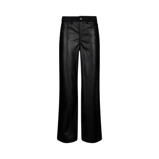Pantaloni Donna Flare in tessuto spalmato nero