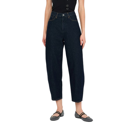 Jeans Donna cropped a vita alta carrot fit modella frontale