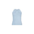 Top Donna in maglia lurex con scollo tondo Celeste