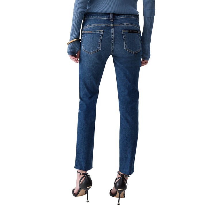 Jeans Donna con vita regolare e taglio vivo sul fondo