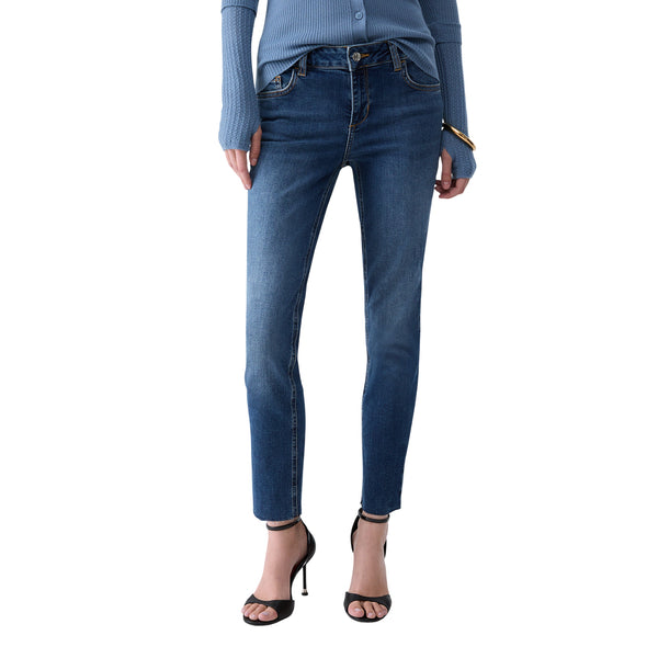 Jeans Donna con vita regolare e taglio vivo sul fondo