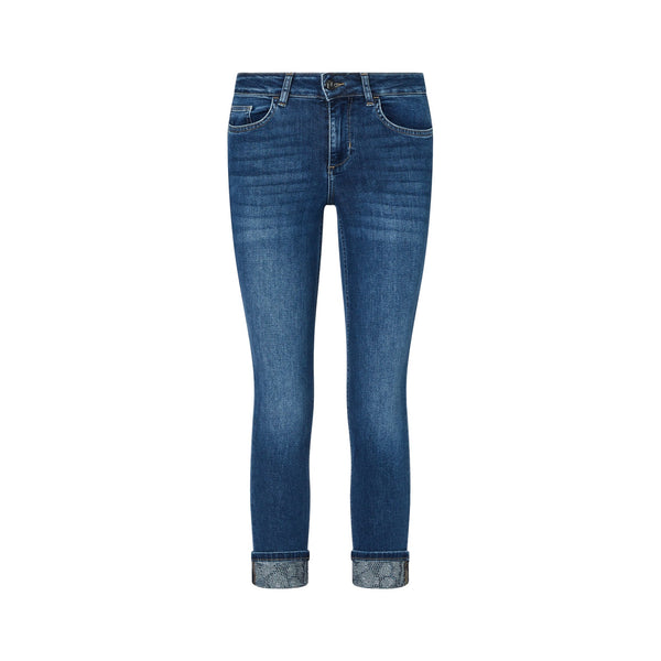 Jeans Skinny Donna con risvolto con strass