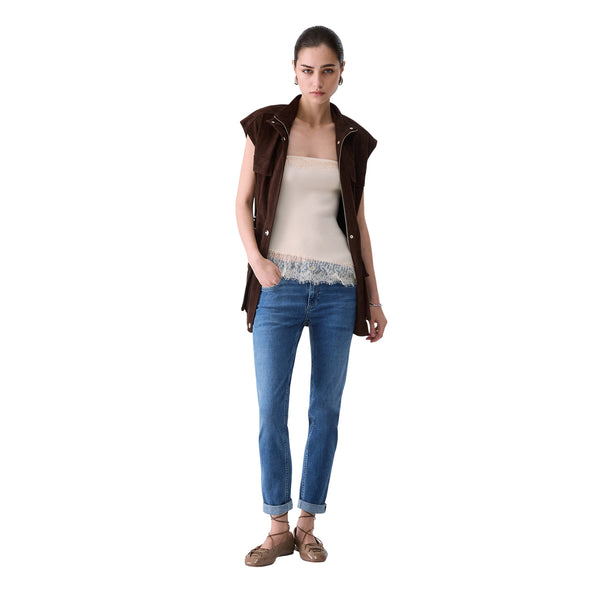 Jeans Donna Monroe, con vita regolare e risvolto