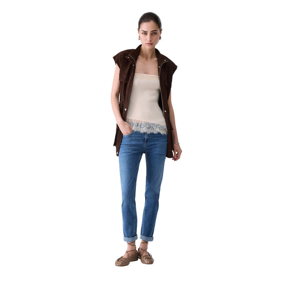 Jeans Donna Monroe, con vita regolare e risvolto