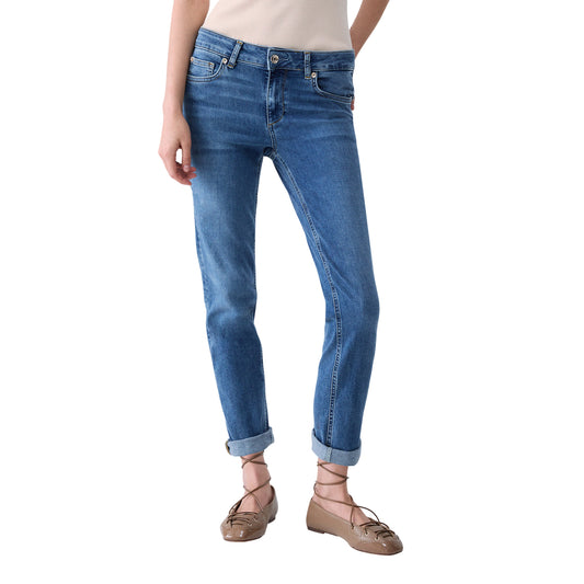 Jeans Donna Monroe, con vita regolare e risvolto