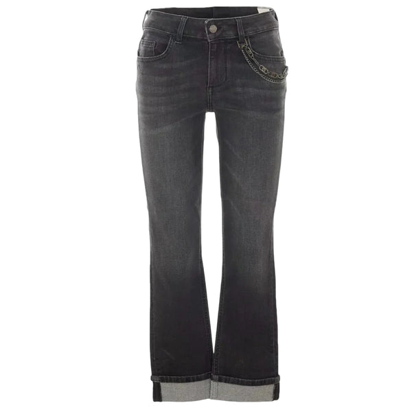 Jeans Donna con catena logata e orlo risvoltato