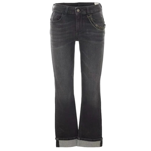 Jeans Donna con catena logata e orlo risvoltato