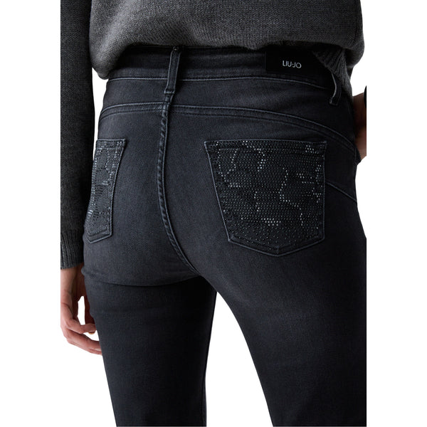 Jeans Donna a vita alta, con applicazioni posteriori 
