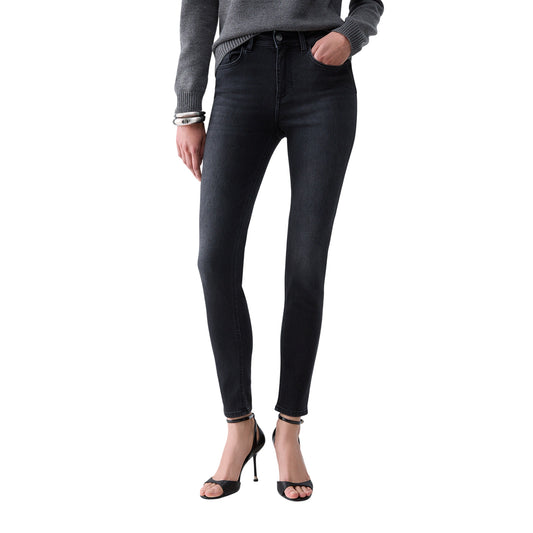 Jeans Donna a vita alta, con applicazioni posteriori