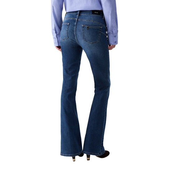Jeans Bootcut Donna con strass davanti modella retro