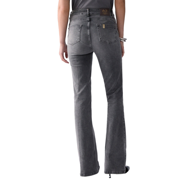 Jeans Bootcut Donna in denim grigio modella retro