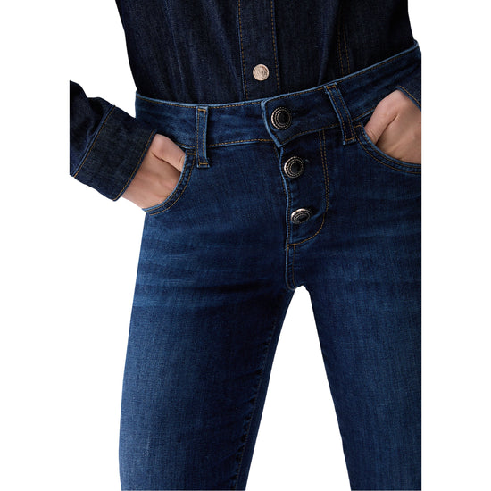 Jeans Donna Blu, modello flare, con bottoni